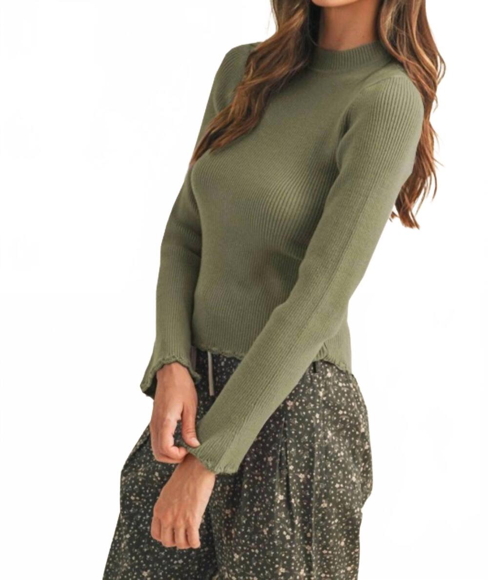 NEW ANNIEWEAR scales scallop edge sweater in moss